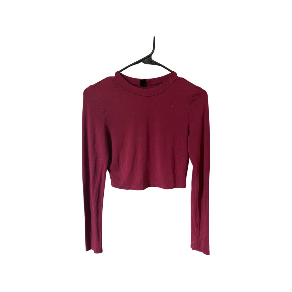 Long Sleeve Burgundy Crop Top